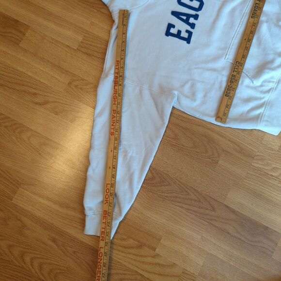 American Eagle Hoodie Sweatshirt Mens Small Blue Cream Spell Out Logo VTG Y2K - Picture 5 of 9